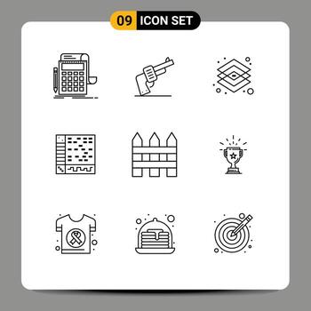 grupo de 9 esquemas modernos establecidos para aplicaciones informáticas elementos de diseño vectorial editables de capa american ableton vector