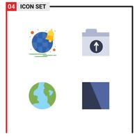 Set of 4 Modern UI Icons Symbols Signs for browser collage files earth interface Editable Vector Design Elements