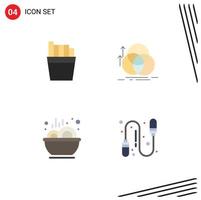 4 Universal Flat Icon Signs Symbols of french soup circle geometry exercise Editable Vector Design Elements