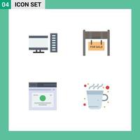 Modern Set of 4 Flat Icons and symbols such as computer links server estate quicklinks Editable Vector Design Elements