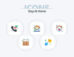 Stay At Home Flat Icon Pack 5 Icon Design. stay at home. people. water balloon event. mask. phone vector