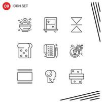 Group of 9 Modern Outlines Set for target goal vertical business paper Editable Vector Design Elements