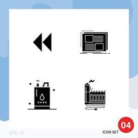 Pictogram Set of 4 Simple Solid Glyphs of control bottle video frame gallon Editable Vector Design Elements