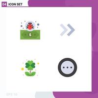 4 Flat Icon concept for Websites Mobile and Apps dollar ellipsis arrow clover loading Editable Vector Design Elements