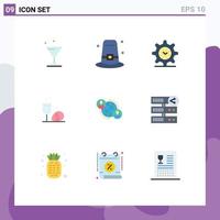 9 iconos creativos, signos y símbolos modernos de configuración conectada al usuario, bebida, huevo, elementos de diseño vectorial editables vector