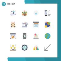 16 Universal Flat Color Signs Symbols of setting tree user money worker Editable Pack of Creative Vector Design Elements