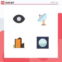 User Interface Pack of 4 Basic Flat Icons of eye dormitory antenna dish real estate Editable Vector Design Elements