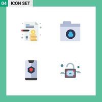 Universal Icon Symbols Group of 4 Modern Flat Icons of business love cloud app lock Editable Vector Design Elements