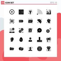 Solid Glyph Pack of 25 Universal Symbols of colony city filter rss feed Editable Vector Design Elements