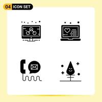 Modern Set of 4 Solid Glyphs Pictograph of business email laptop treatment mail Editable Vector Design Elements