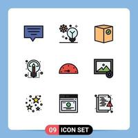 Mobile Interface Filledline Flat Color Set of 9 Pictograms of dash share box ideas shipping Editable Vector Design Elements