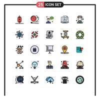 paquete de iconos de vector de stock de 25 signos y símbolos de línea para elementos de diseño de vector editables de suscripción de modelo de suscripción de avatar digital femenino