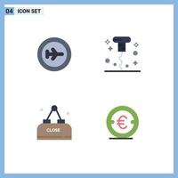 Pictogram Set of 4 Simple Flat Icons of beach food travel miscellaneous close Editable Vector Design Elements