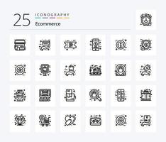 Ecommerce 25 Line icon pack including money. information. receipt. info. shop vector