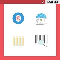 Pack of 4 Modern Flat Icons Signs and Symbols for Web Print Media such as bluetooth protection system financial heater Editable Vector Design Elements