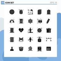 Group of 25 Modern Solid Glyphs Set for file task cloud clipboard file Editable Vector Design Elements