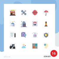 Modern Set of 16 Flat Colors Pictograph of market strategy drone technology point Editable Pack of Creative Vector Design Elements