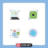 Set of 4 Commercial Flat Icons pack for bat medical night cpu privacy Editable Vector Design Elements