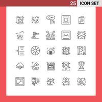 conjunto de 25 iconos de interfaz de usuario modernos signos de símbolos para dispositivos de productos de ayuda seguros para tarjetas elementos de diseño de vectores editables