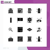 Set of 16 Modern UI Icons Symbols Signs for ruler power window energy battery Editable Vector Design Elements