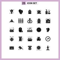 Mobile Interface Solid Glyph Set of 25 Pictograms of aroma candle cloudy feelings weather read Editable Vector Design Elements