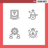 Set of 4 Modern UI Icons Symbols Signs for detector configure plumbing lock preference Editable Vector Design Elements