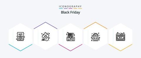 Black Friday 25 Line icon pack including sign. grand sale. hot. big sale. commerce vector