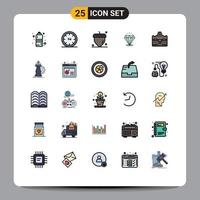 Set of 25 Modern UI Icons Symbols Signs for tourist stone night expensive diamound Editable Vector Design Elements