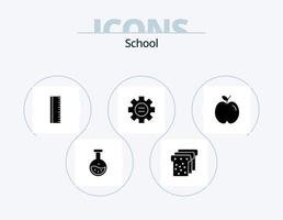 paquete de iconos de glifos escolares 5 diseño de iconos. escuela. manzana. educación. engranaje. educación vector