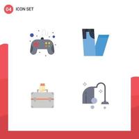 Mobile Interface Flat Icon Set of 4 Pictograms of control pad case pad pants cleaning Editable Vector Design Elements