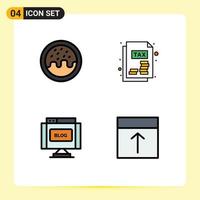 4 Creative Icons Modern Signs and Symbols of dessert write document blog grid Editable Vector Design Elements