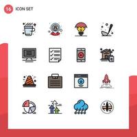 Universal Icon Symbols Group of 16 Modern Flat Color Filled Lines of ladle food navigation cooking idea Editable Creative Vector Design Elements