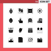 Solid Glyph Pack of 16 Universal Symbols of rank circle digital video broadcasting globe high Editable Vector Design Elements