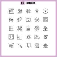 25 Creative Icons Modern Signs and Symbols of sign computing up tower electricity Editable Vector Design Elements