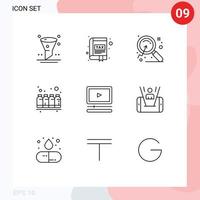 Group of 9 Outlines Signs and Symbols for colors ink tax color search Editable Vector Design Elements