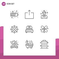 9 Universal Outline Signs Symbols of heart bed employee preferences control Editable Vector Design Elements