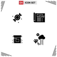 4 Universal Solid Glyph Signs Symbols of bonbon business design sketch product Editable Vector Design Elements