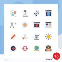 Flat Color Pack of 16 Universal Symbols of delete skateboard document management seo Editable Pack of Creative Vector Design Elements