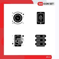 4 User Interface Solid Glyph Pack of modern Signs and Symbols of backward address reverse lock mobile Editable Vector Design Elements