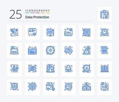 protección de datos 25 paquete de iconos de color azul que incluye seguridad. armario. cuenta. seguro. datos seguros vector