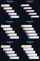 plantilla de diapositiva de presentación del paquete de infografías vectoriales 6 diagramas de ciclo de 5 pasos y líneas de tiempo vector