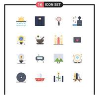 Modern Set of 16 Flat Colors and symbols such as beach user travel man glass Editable Pack of Creative Vector Design Elements