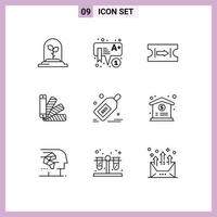 9 iconos creativos signos y símbolos modernos de paquetes de descuento flecha seo pantone elementos de diseño vectorial editables vector