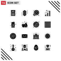 16 Universal Solid Glyphs Set for Web and Mobile Applications revenue income layers time meeting Editable Vector Design Elements