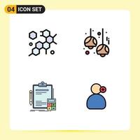 Group of 4 Filledline Flat Colors Signs and Symbols for cell banking bulb lamps finance Editable Vector Design Elements