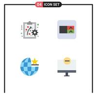 4 Thematic Vector Flat Icons and Editable Symbols of performance management stare form global devices Editable Vector Design Elements