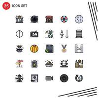 25 User Interface Filled line Flat Color Pack of modern Signs and Symbols of cross stitch soccer play football store Editable Vector Design Elements