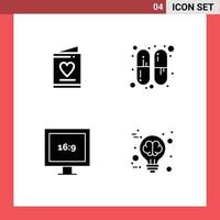 4 Solid Glyph concept for Websites Mobile and Apps card hd wedding pills creative Editable Vector Design Elements