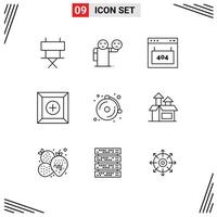 Group of 9 Modern Outlines Set for bell product browser new seo Editable Vector Design Elements