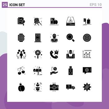 Universal Icon Symbols Group of 25 Modern Solid Glyphs of chopper inbox breakfast email healthy Editable Vector Design Elements